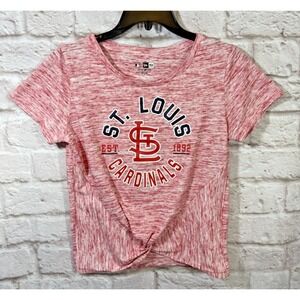 St. Louis Cardinals Baseball STL New Era Short Sleeve Shirt Twist Front Womens M